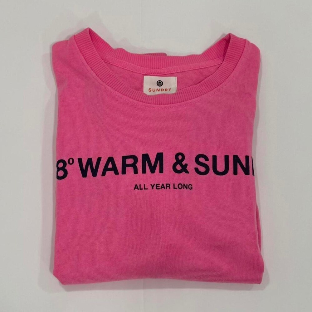 NWOT Sundry 78åÁ Crop Sweatshirt Pigment Neon Pink | Size 1 - Picture 2 of 8